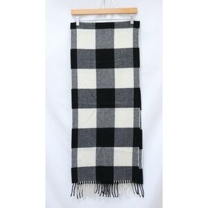 MT Linea Emmeti Luxury 100% Soft Wool Scarf plaid unisex mens womens ivory black
